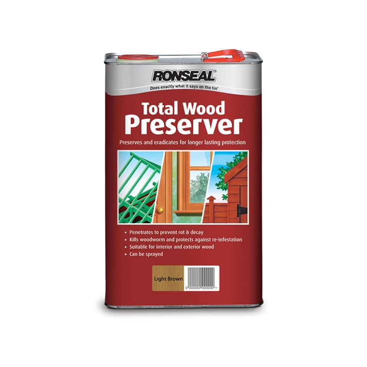 Ronseal Total Wood Preserver Light Brown 5Ltr